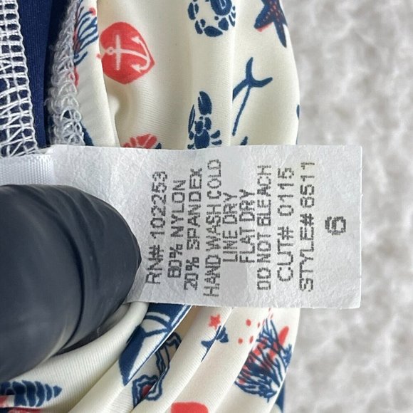 Girl Howdy Nautical Ruched Halter One Piece Swimsuit‎ Womens Made in USA Size 6 - Picture 7 of 10